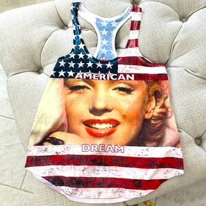 Marilyn Monroe patriotic racer back tank Medium American Dream accented crystals